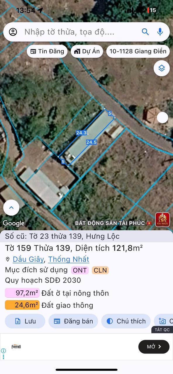 Bán 121m đất ở tại Hưng Lộc, Thống Nhất, Đồng Nai